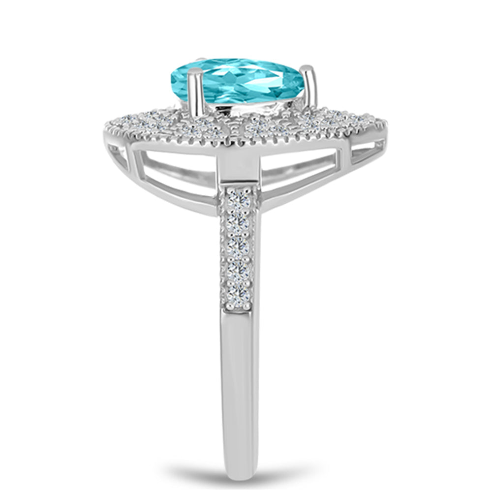 Silberring mit Paraiba Quarz und weißem Topas 4 