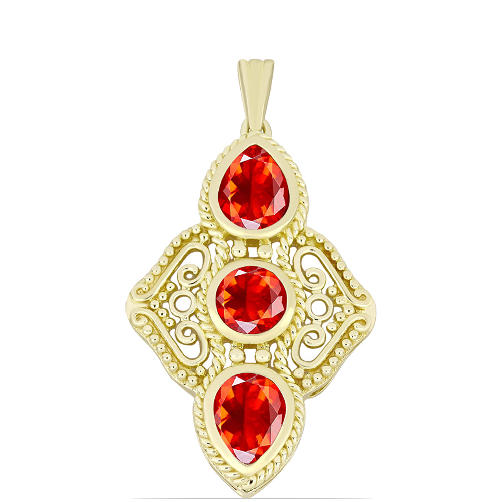 Goldplattierter Silberanhänger mit äthiopischem rotem Opal aus Lega Dembi 1 