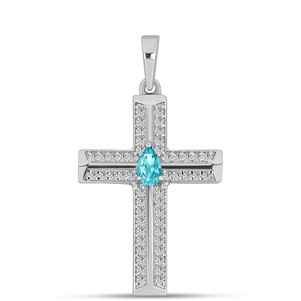 Silberanhänger mit Paraiba Quarz und weißem Topas 1 
