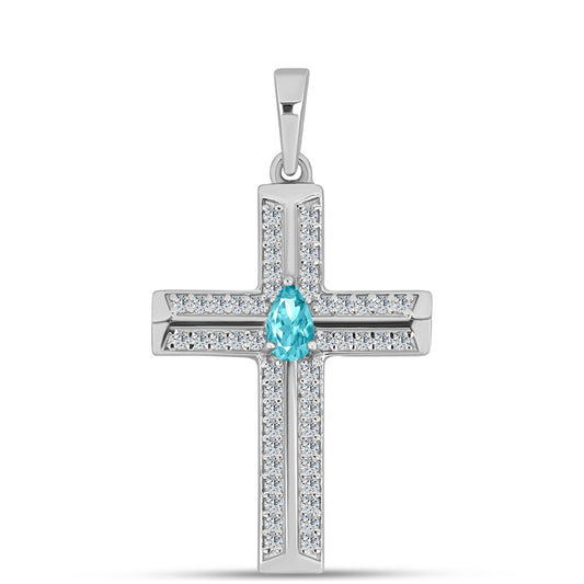 Silberanhänger mit Paraiba Quarz und weißem Topas
