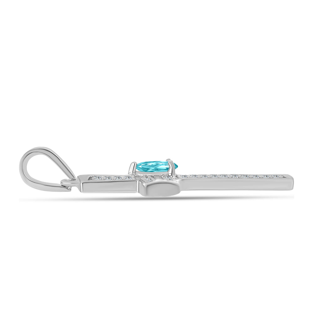 Silberanhänger mit Paraiba Quarz und weißem Topas