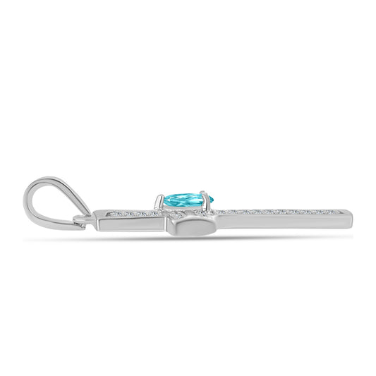 Silberanhänger mit Paraiba Quarz und weißem Topas