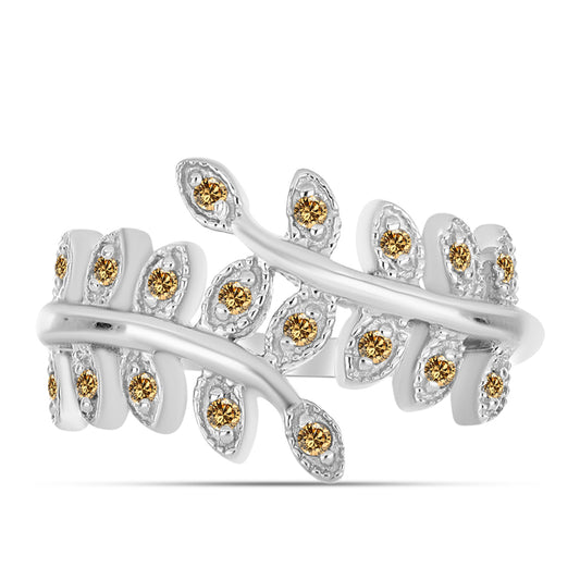 Silberring mit Champagnerfarbenem Moissanit