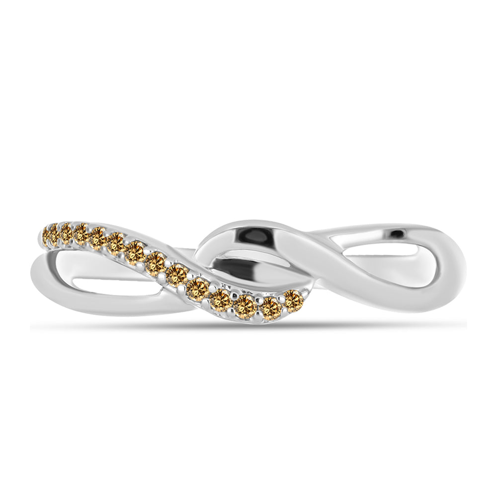 Silberring mit Champagnerfarbenem Moissanit