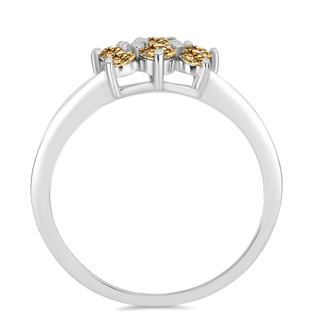 Silberring mit Champagnerfarbenem Moissanit