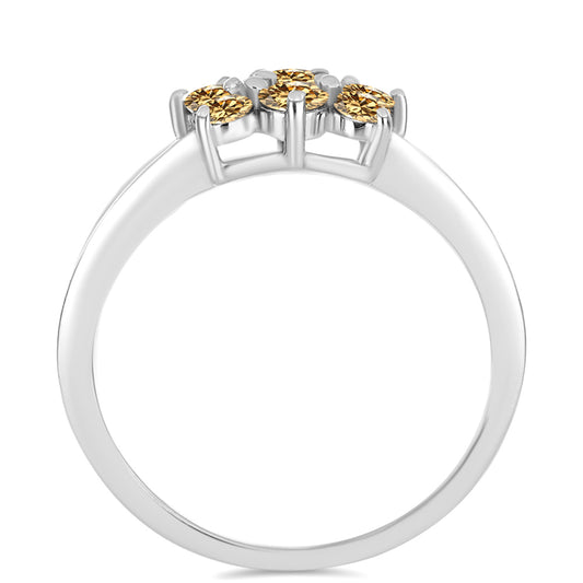 Silberring mit Champagnerfarbenem Moissanit