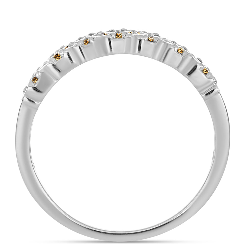 Silberring mit Champagnerfarbenem Moissanit