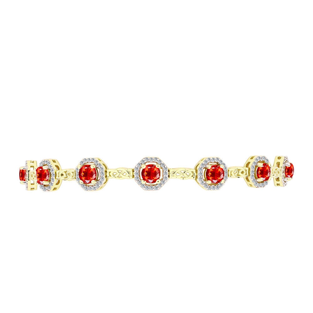 Goldplattiertes Silberarmband mit äthiopischem rotem Opal aus Lega Dembi und weißem Topas