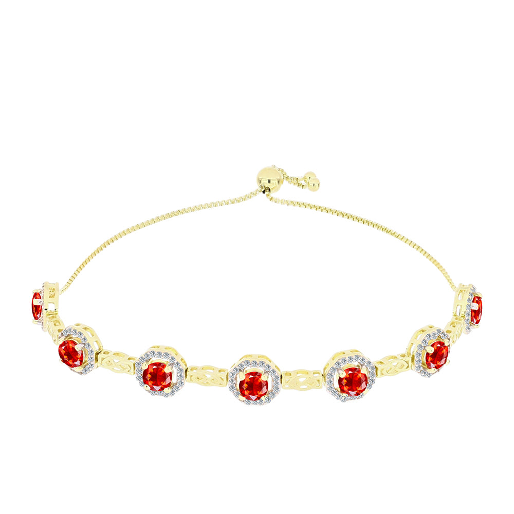 Goldplattiertes Silberarmband mit äthiopischem rotem Opal aus Lega Dembi und weißem Topas 1 