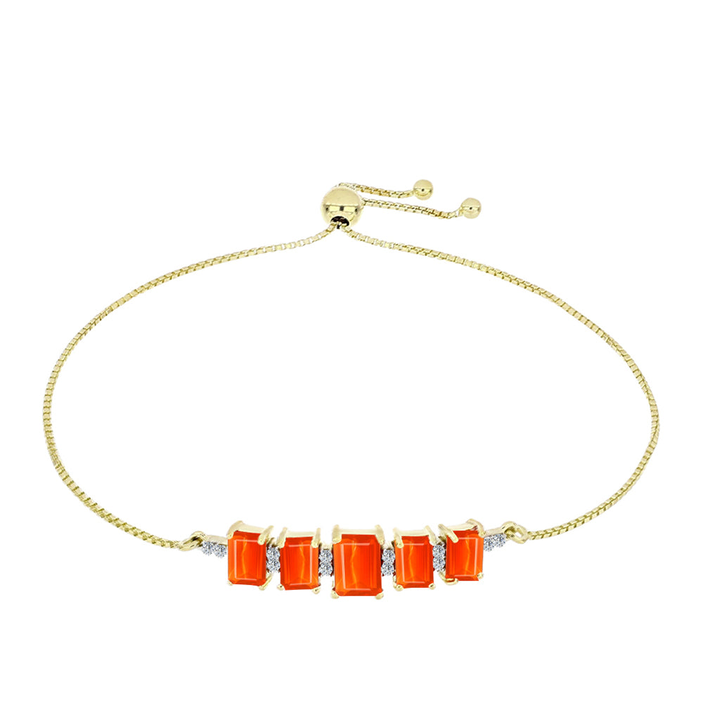 Goldplattiertes Silberarmband mit äthiopischem rotem Opal aus Lega Dembi und weißem Topas