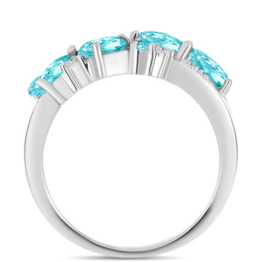 Silberring mit Paraiba Quarz und weißem Topas