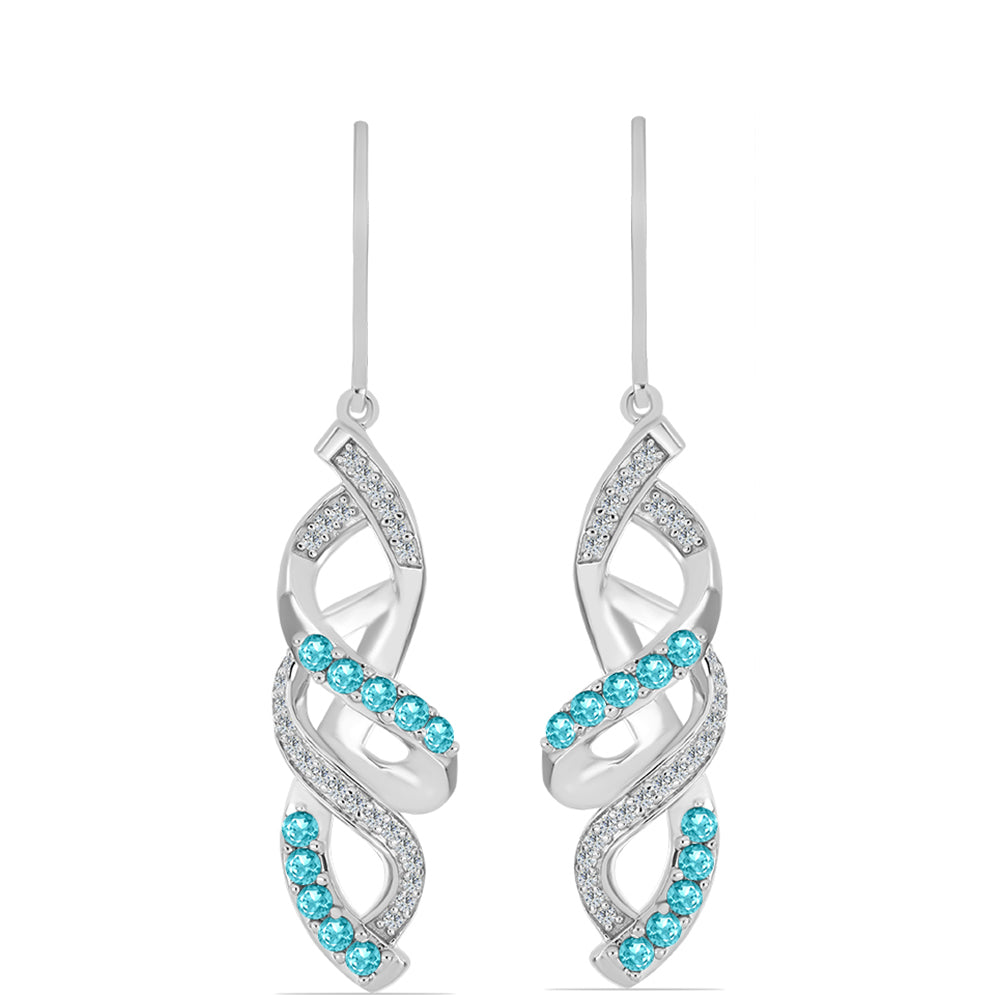 Silberohrringe mit Paraiba Quarz und weißem Topas 1 