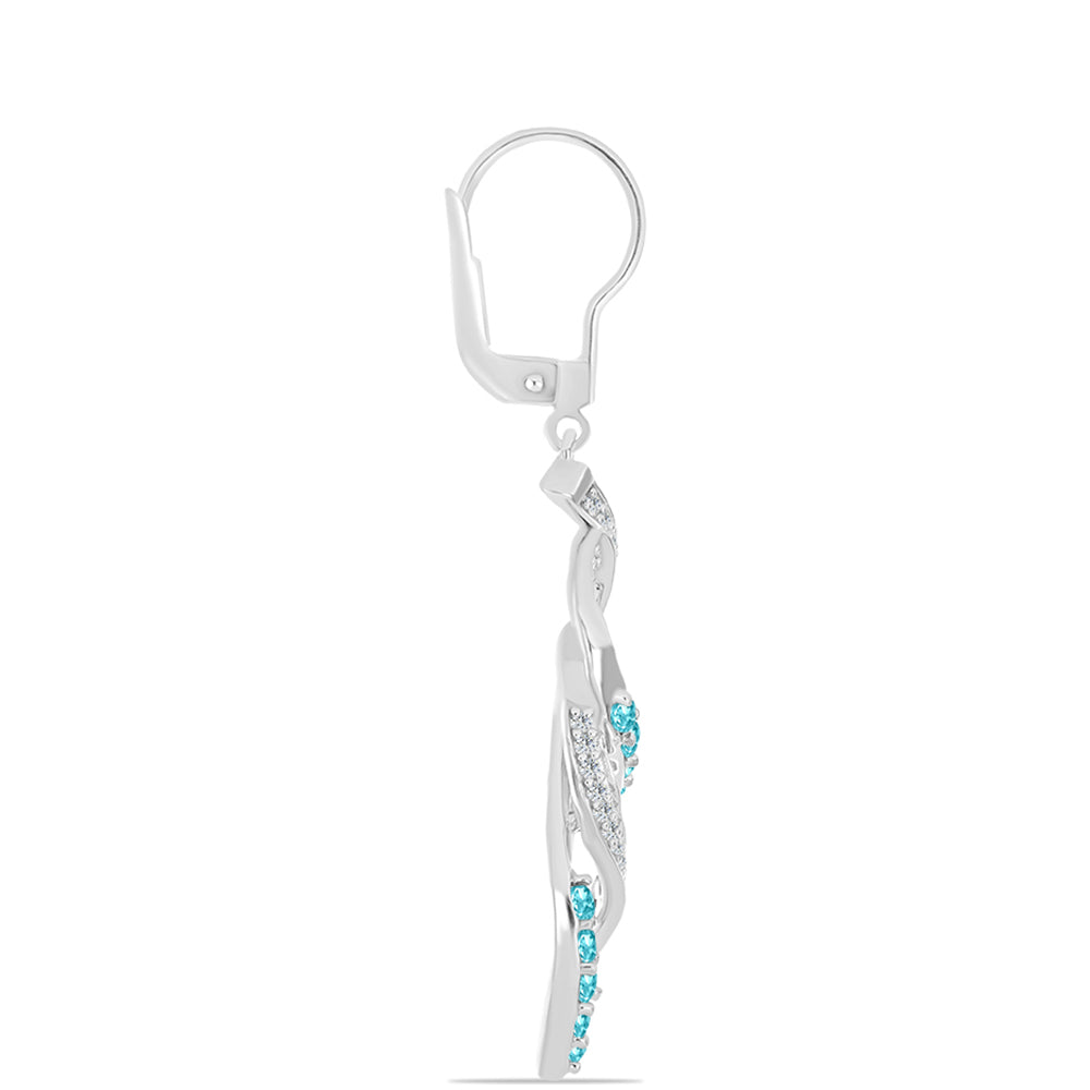 Silberohrringe mit Paraiba Quarz und weißem Topas 2 