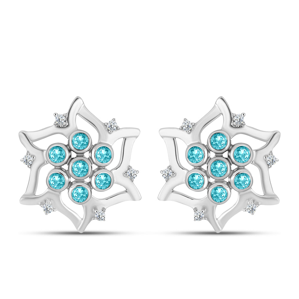 Silberohrringe mit Paraiba Quarz und weißem Topas 1 