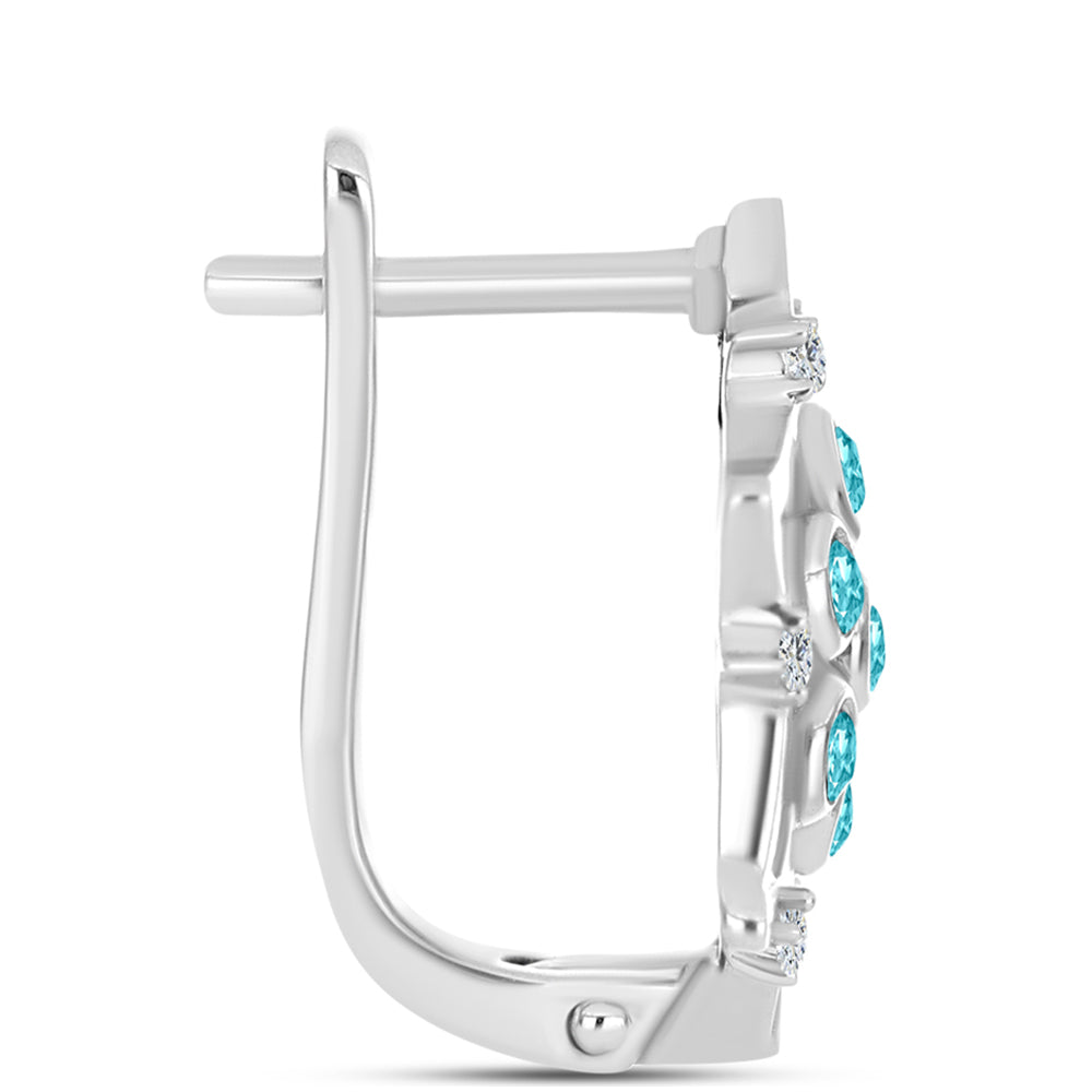 Silberohrringe mit Paraiba Quarz und weißem Topas 2 