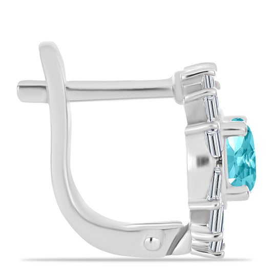Silberohrringe mit Paraiba Quarz und weißem Zirkon