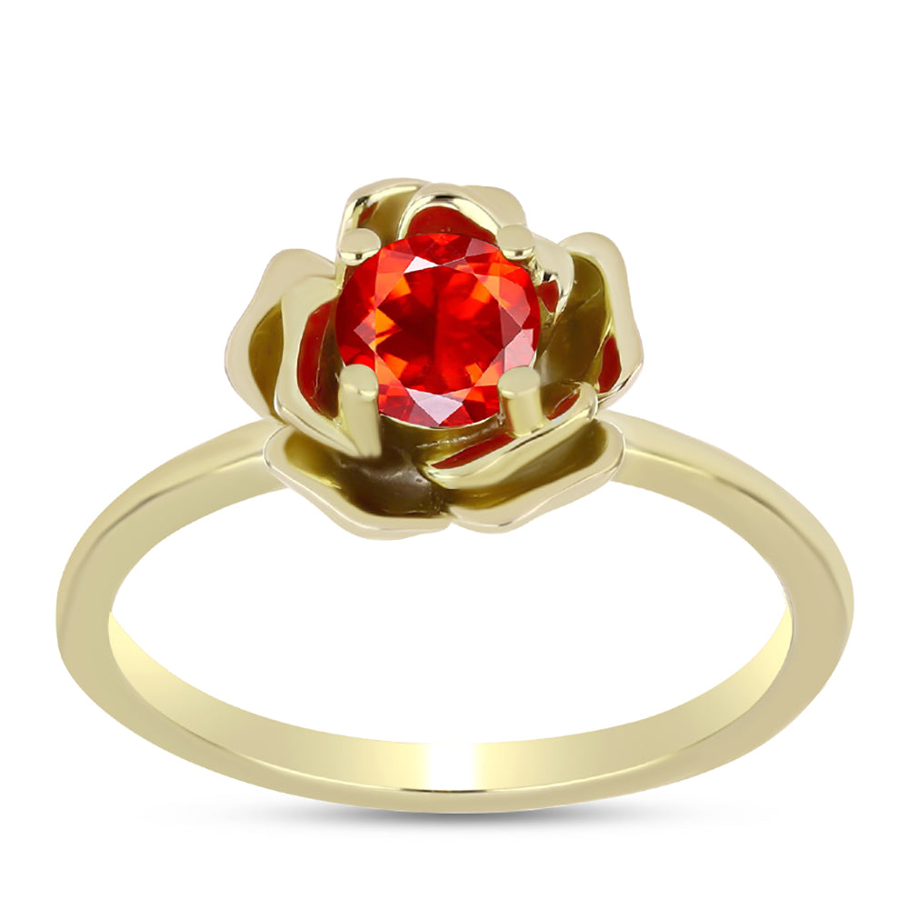 Goldplattierter Silberring mit äthiopischem rotem Opal aus Lega Dembi 3 