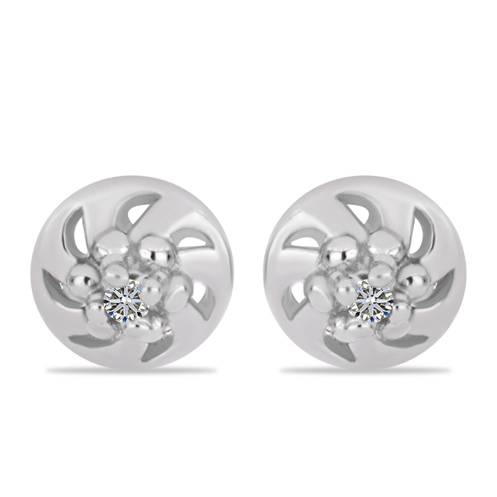 Silberohrringe mit weißem Diamant 1 