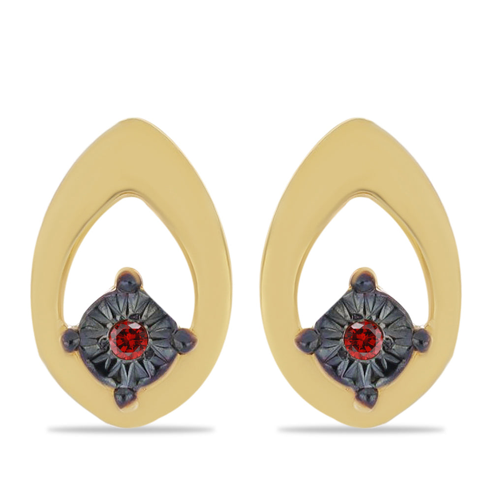 Goldplattierte Silberohrringe mit rotem Diamant