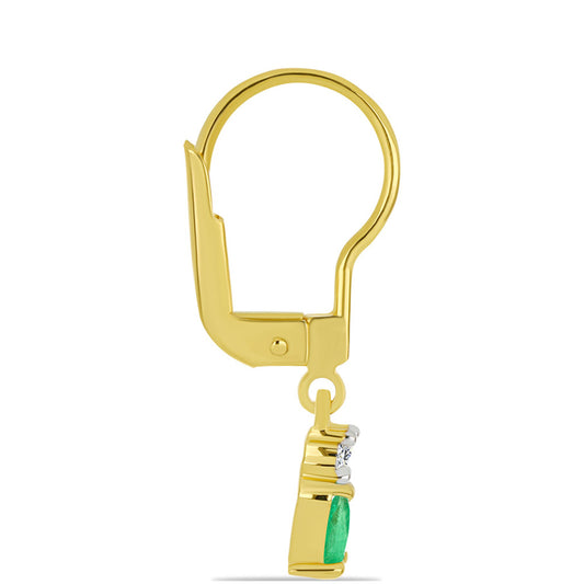 Goldplattierte Silberohrringe mit brasilianischem Smaragd und weißem Zirkon