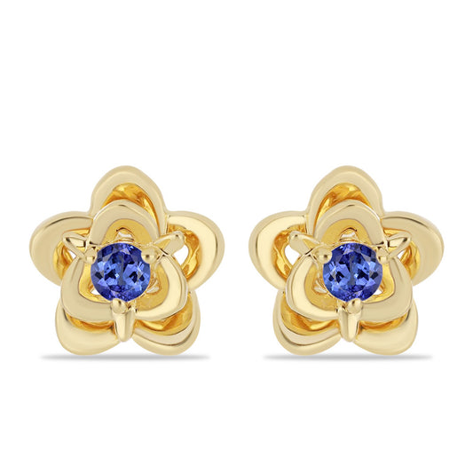 Goldplattierte Silberohrringe mit Tansanit