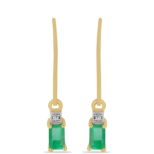 Goldplattierte Silberohrringe mit brasilianischem Smaragd und weißem Zirkon