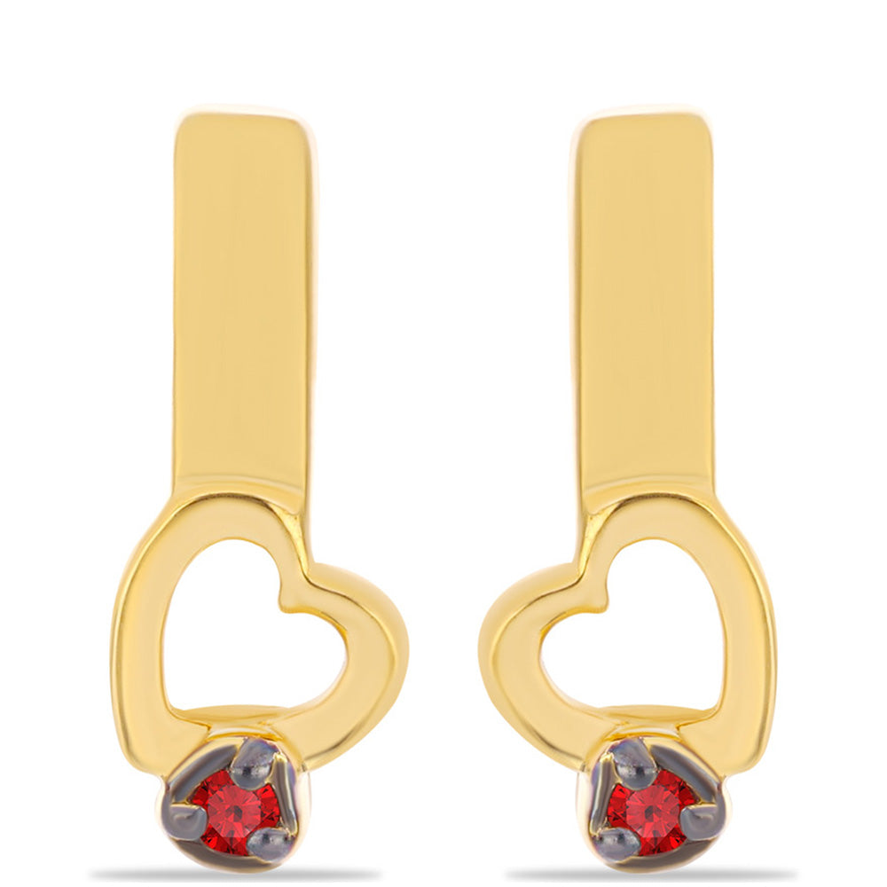 Goldplattierte Silberohrringe mit rotem Diamant 1 