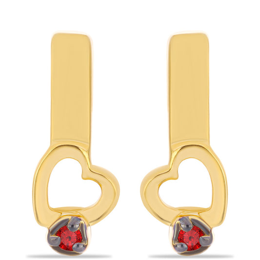 Goldplattierte Silberohrringe mit rotem Diamant