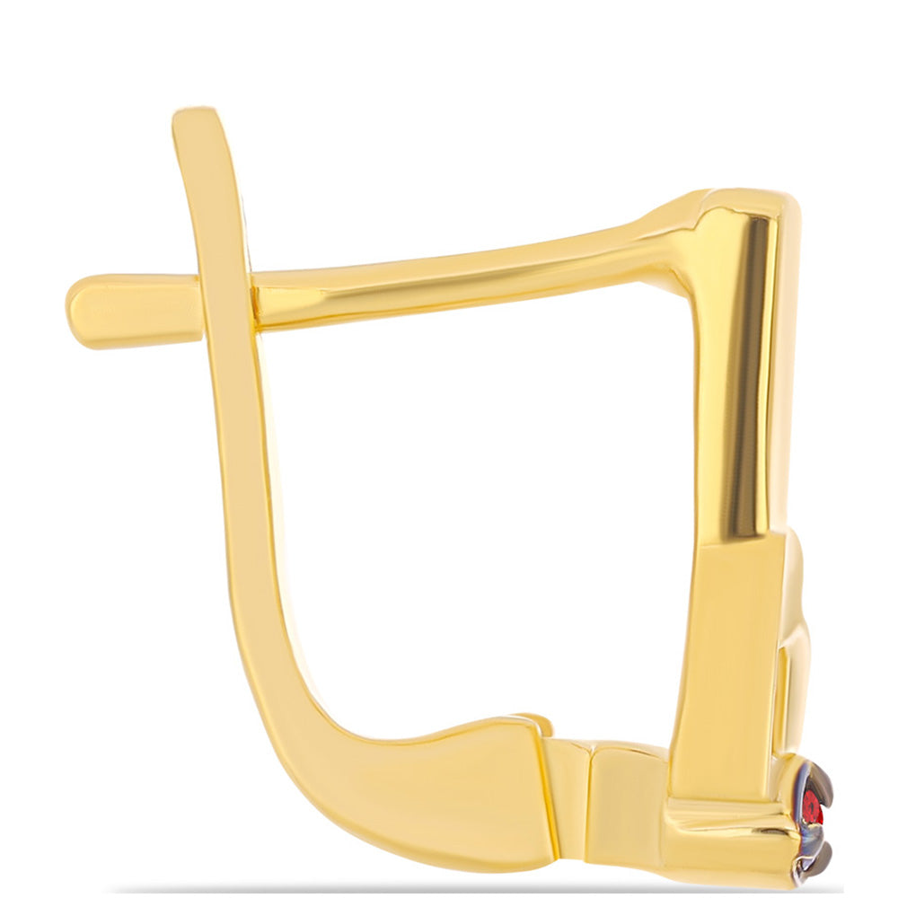 Goldplattierte Silberohrringe mit rotem Diamant 2 