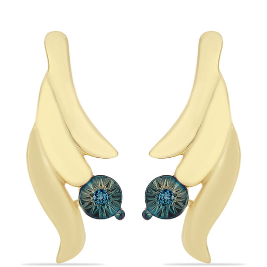 Goldplattierte Silberohrringe mit blauem Diamant
