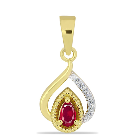 Goldplattierter Silberanhänger mit Rubin aus Madagaskar und weißem Zirkon