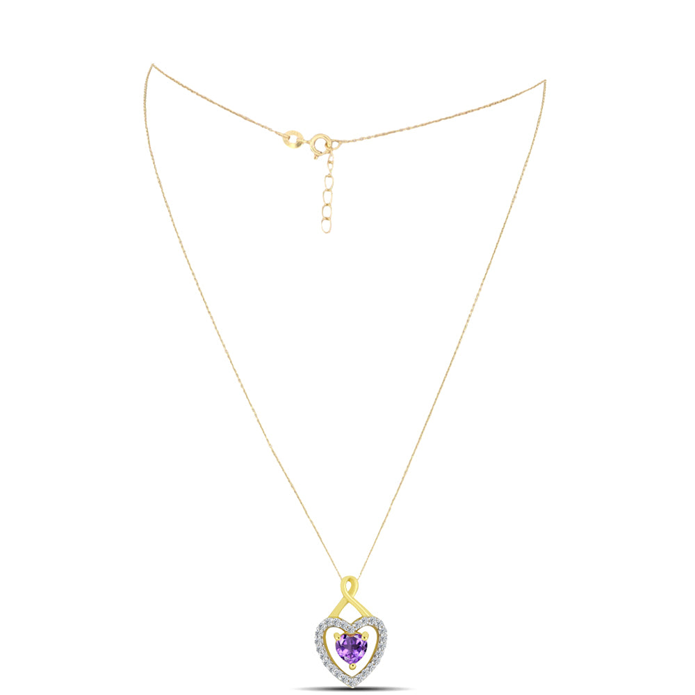 Goldplattierte Silberhalskette mit marokkanischem Amethyst und weißem Zirkon 1 