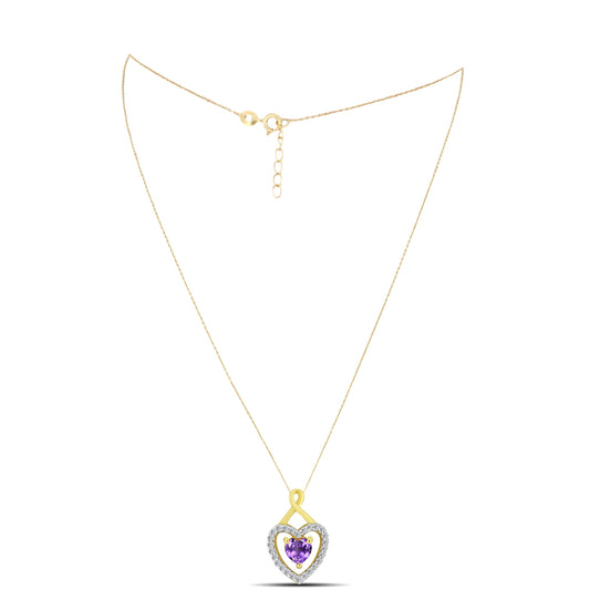 Goldplattierte Silberhalskette mit marokkanischem Amethyst und weißem Zirkon