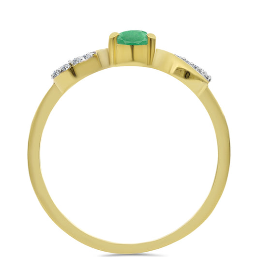 Goldplattierter Silberring mit brasilianischem Smaragd und weißem Zirkon