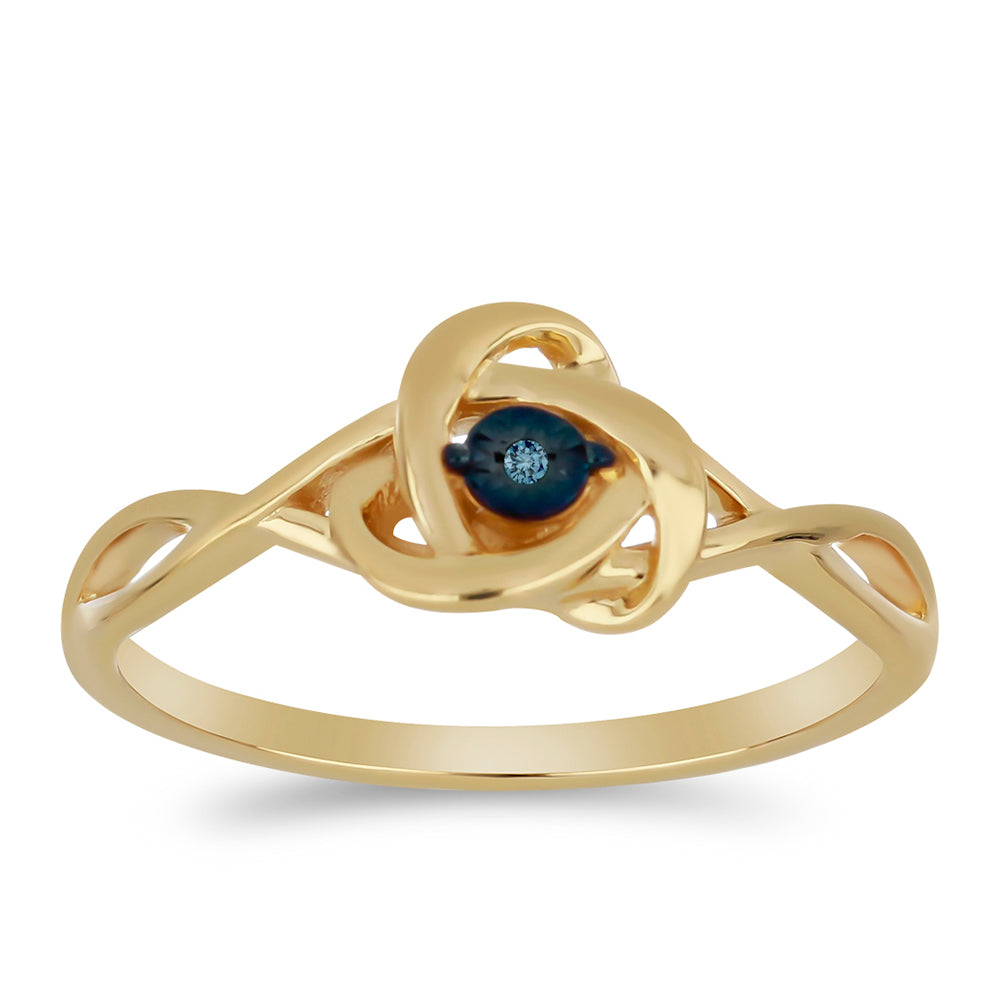 Goldplattierter Silberring mit blauem Diamant