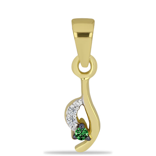 Goldplattierter Silberanhänger mit grünem Diamant und weißem Zirkon