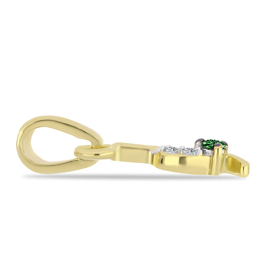 Goldplattierter Silberanhänger mit grünem Diamant und weißem Zirkon