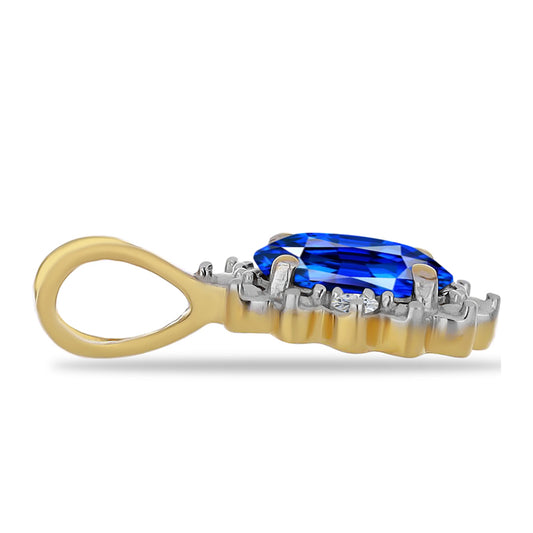 Goldplattierter Silberanhänger mit australischem blauem Saphir und weißem Zirkon