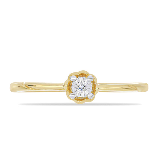 Goldplattierter Silberring mit weißem Diamant
