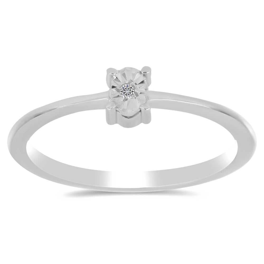 Silberring mit weißem Diamant