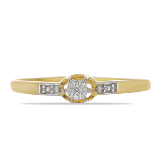 Goldplattierter Silberring mit weißem Diamant
