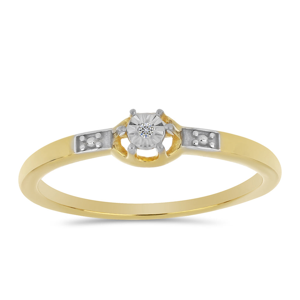 Goldplattierter Silberring mit weißem Diamant