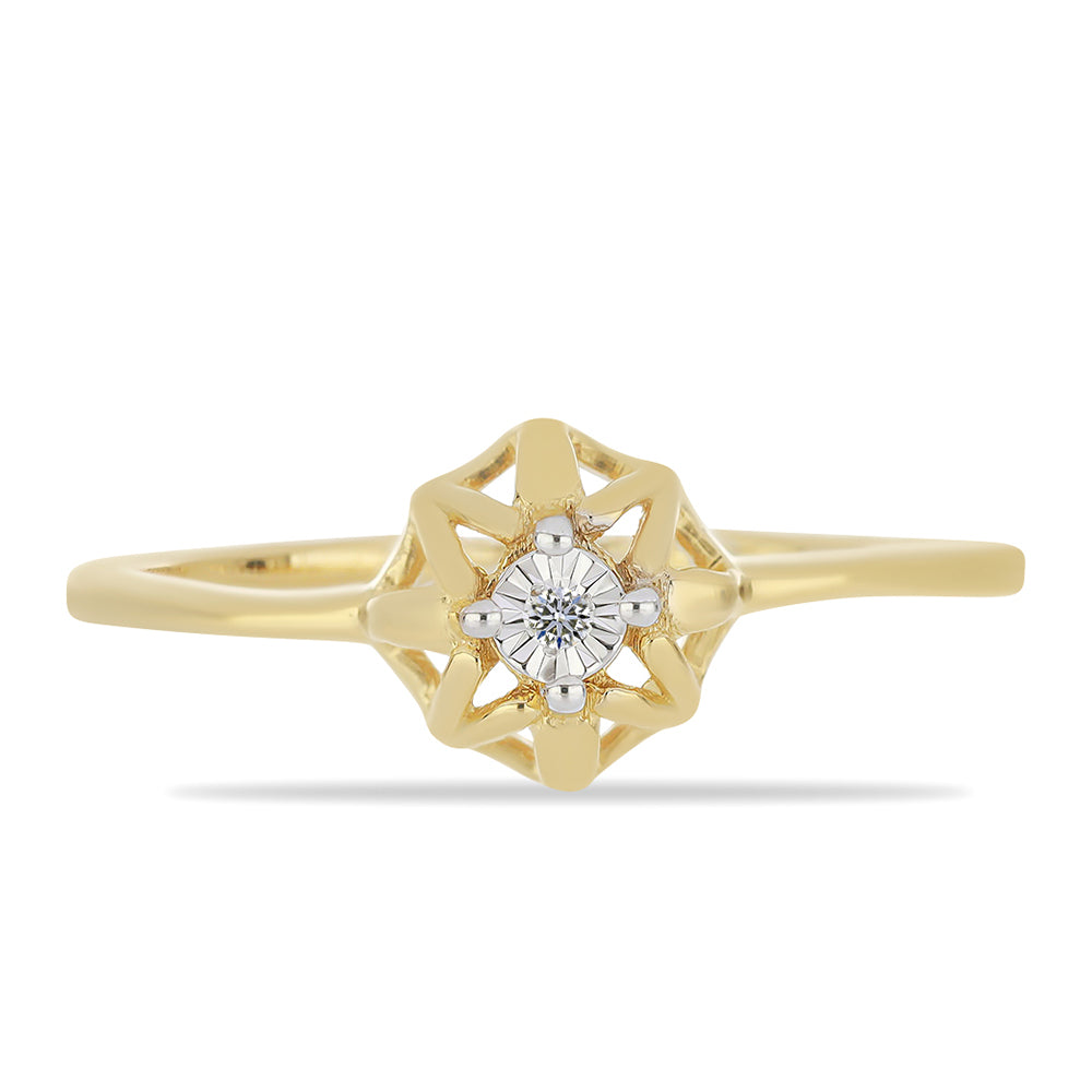 Goldplattierter Silberring mit weißem Diamant 1 