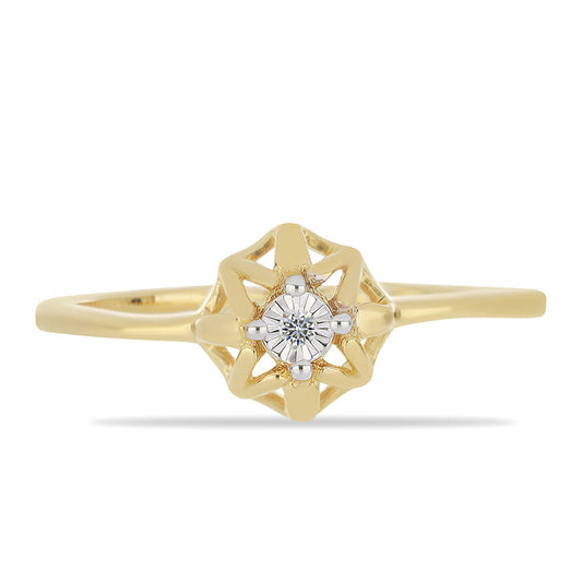 Goldplattierter Silberring mit weißem Diamant