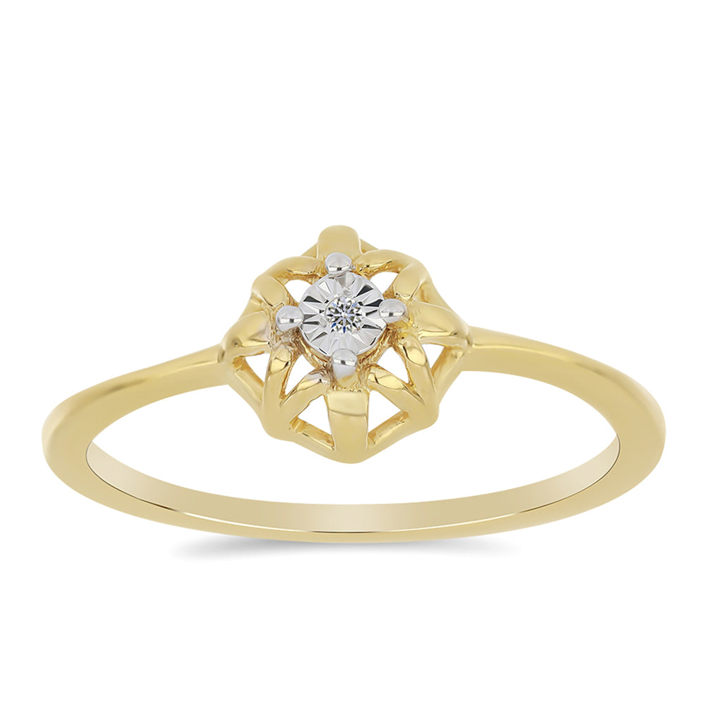 Goldplattierter Silberring mit weißem Diamant