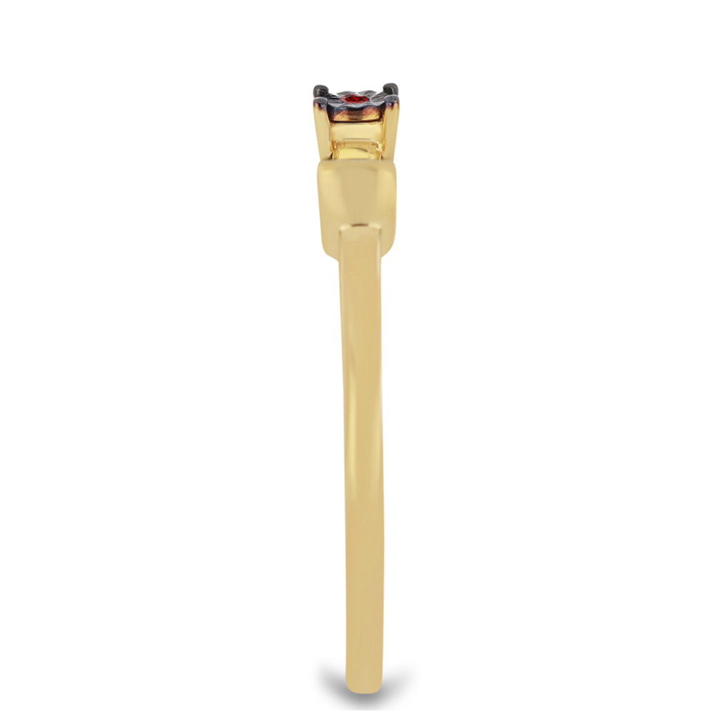 Goldplattierter Silberring mit rotem Diamant