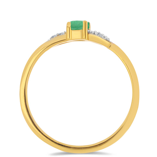 Goldplattierter Silberring mit brasilianischem Smaragd und weißem Zirkon