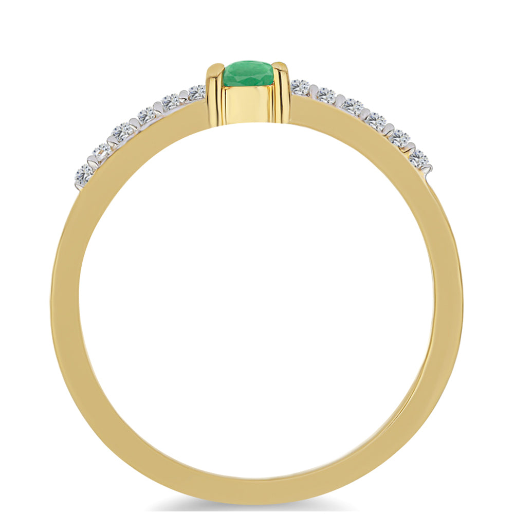 Goldplattierter Silberring mit brasilianischem Smaragd und weißem Zirkon