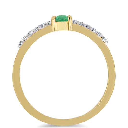 Goldplattierter Silberring mit brasilianischem Smaragd und weißem Zirkon