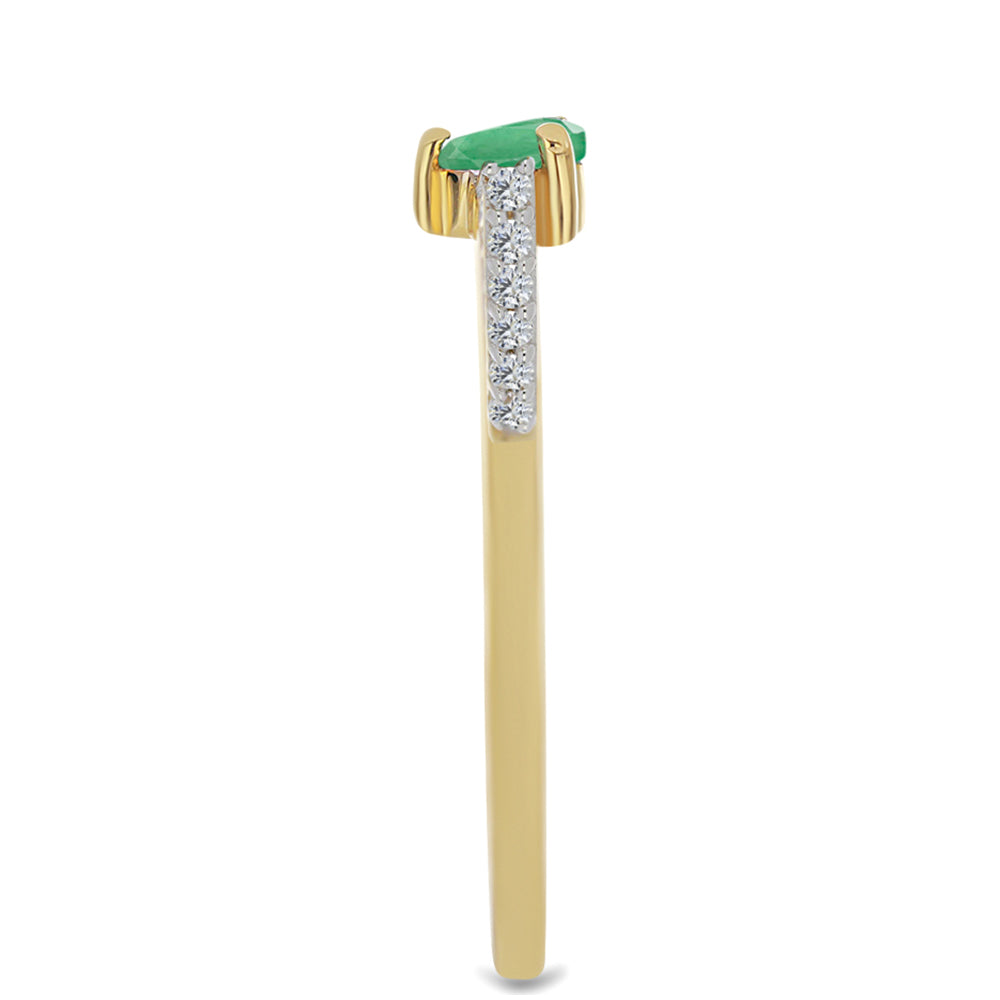 Goldplattierter Silberring mit brasilianischem Smaragd und weißem Zirkon 4 
